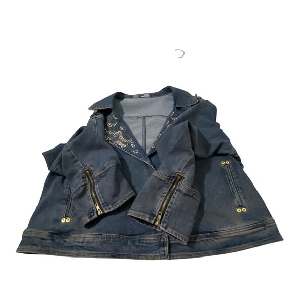 Vintage Crest Jeans Denim Jacket Womens 3X Embellished Y2K Boho Hippie Western - Picture 6 of 9